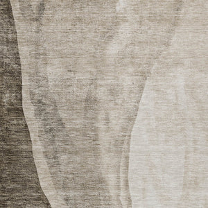 Homeroots 3' Brown And Taupe Abstract Washable Indoor-outdoor Area Rug For Durable, Stylish Spaces 9' X 12' Polyester 580800