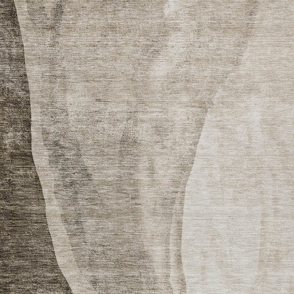 Homeroots 3' Brown And Taupe Abstract Washable Indoor-outdoor Area Rug For Durable, Stylish Spaces 9' X 12' Polyester 580800