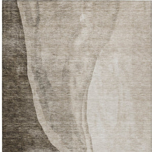 Homeroots 3' Brown And Taupe Abstract Washable Indoor-outdoor Area Rug For Durable, Stylish Spaces 10' X 14' Polyester 580801