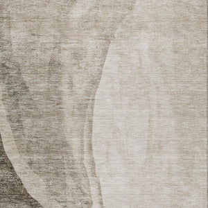 Homeroots 3' Brown And Taupe Abstract Washable Indoor-outdoor Area Rug For Durable, Stylish Spaces 10' X 14' Polyester 580801