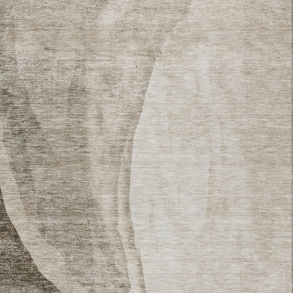 Homeroots 3' Brown And Taupe Abstract Washable Indoor-outdoor Area Rug For Durable, Stylish Spaces 10' X 14' Polyester 580801