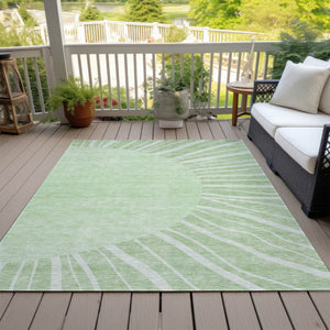 Homeroots 3' Abstract Washable Area Rug In Green And Mint - Perfect For Indoor And Outdoor Spaces! 3' X 5' Polyester 580802