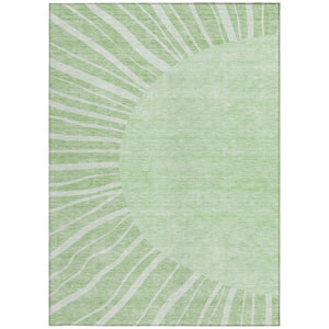 Homeroots 3' Abstract Washable Area Rug In Green And Mint - Perfect For Indoor And Outdoor Spaces! 3' X 5' Polyester 580802
