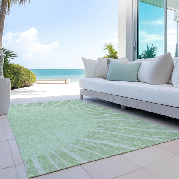 Homeroots 3' Abstract Washable Area Rug In Green And Mint - Perfect For Indoor And Outdoor Spaces! 3' X 5' Polyester 580802