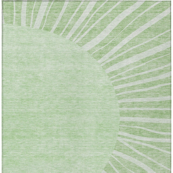 Homeroots 3' Abstract Washable Area Rug In Green And Mint - Perfect For Indoor And Outdoor Spaces! 5' X 8' Polyester 580803