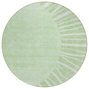 Homeroots 3' Abstract Washable Area Rug In Green And Mint - Perfect For Indoor And Outdoor Spaces! 8' Round Polyester 580804