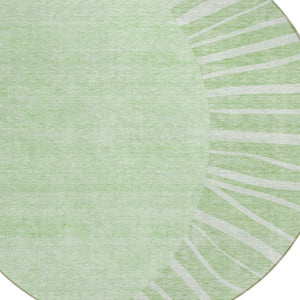 Homeroots 3' Abstract Washable Area Rug In Green And Mint - Perfect For Indoor And Outdoor Spaces! 8' Round Polyester 580804