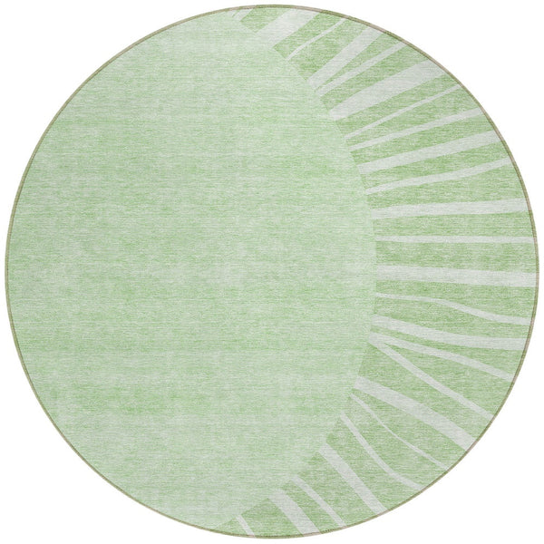 Homeroots 3' Abstract Washable Area Rug In Green And Mint - Perfect For Indoor And Outdoor Spaces! 8' Round Polyester 580804