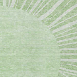 Homeroots 3' Abstract Washable Area Rug In Green And Mint - Perfect For Indoor And Outdoor Spaces! 8' X 10' Polyester 580805