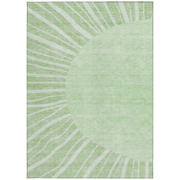 Homeroots 3' Abstract Washable Area Rug In Green And Mint - Perfect For Indoor And Outdoor Spaces! 9' X 12' Polyester 580806