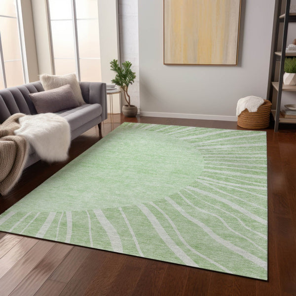 Homeroots 3' Abstract Washable Area Rug In Green And Mint - Perfect For Indoor And Outdoor Spaces! 9' X 12' Polyester 580806