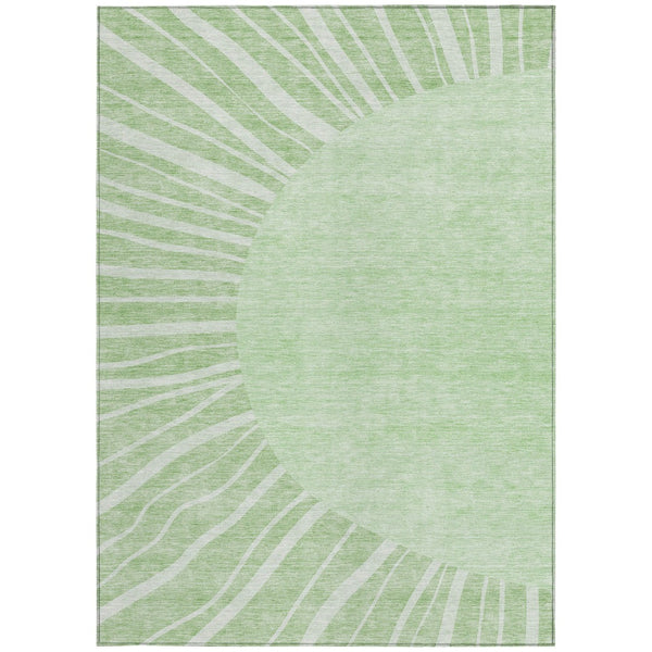 Homeroots 3' Abstract Washable Area Rug In Green And Mint - Perfect For Indoor And Outdoor Spaces! 10' X 14' Polyester 580807