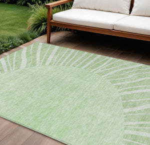 Homeroots 3' Abstract Washable Area Rug In Green And Mint - Perfect For Indoor And Outdoor Spaces! 10' X 14' Polyester 580807