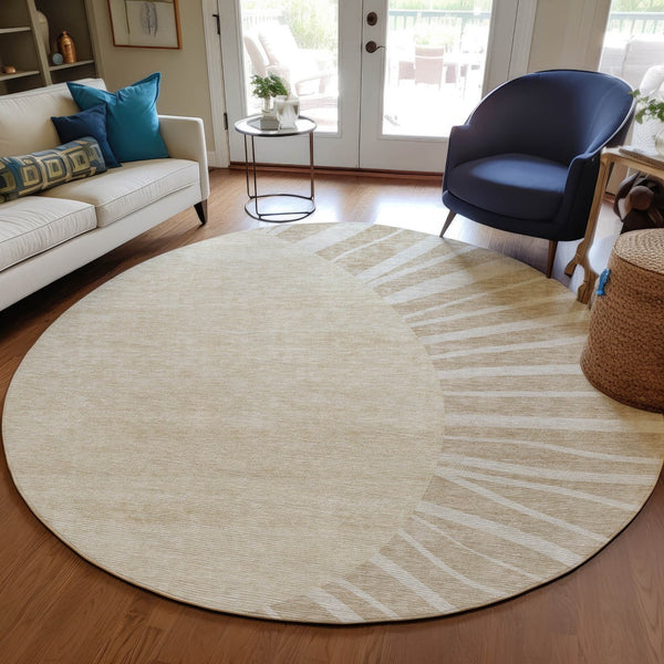 Homeroots 3' Abstract Washable Area Rug In Green And Mint - Perfect For Indoor And Outdoor Spaces! 8' Round Polyester 580810