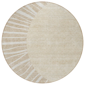 Homeroots 3' Abstract Washable Area Rug In Green And Mint - Perfect For Indoor And Outdoor Spaces! 8' Round Polyester 580810