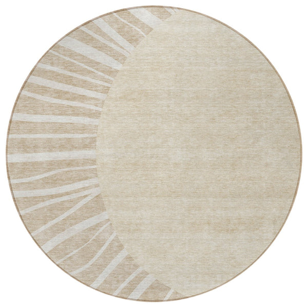 Homeroots 3' Abstract Washable Area Rug In Green And Mint - Perfect For Indoor And Outdoor Spaces! 8' Round Polyester 580810