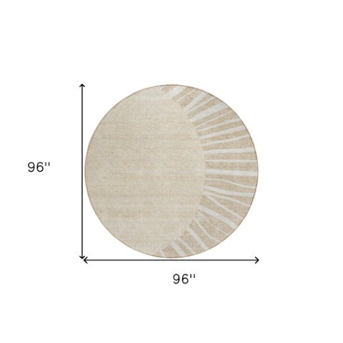 Homeroots 3' Abstract Washable Area Rug In Green And Mint - Perfect For Indoor And Outdoor Spaces! 8' Round Polyester 580810