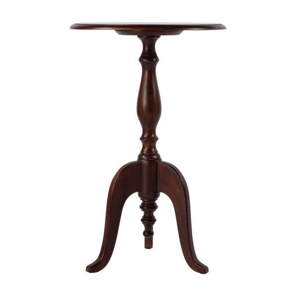 Butler Specialty Tia Traditional Round Wood Pedestal Side Table With Elegant Cabriole Legs - Classic Charm For Any Room Brown Mango Solids 5808140-butler