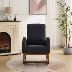 English Elm 27.2"w Wingback Glider Rocker Polyester Nursery Chair with Walnut Rubberwood Base W3188P304603