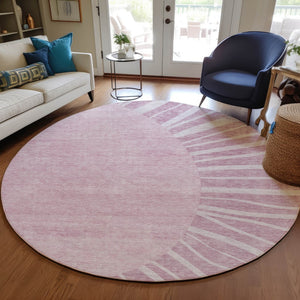 Homeroots 3' Abstract Washable Area Rug In Green And Mint - Perfect For Indoor And Outdoor Spaces! 8' Round Polyester 580816