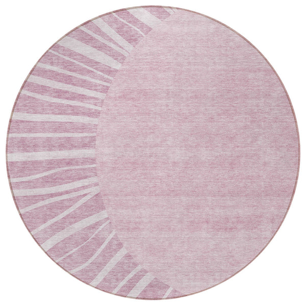 Homeroots 3' Abstract Washable Area Rug In Green And Mint - Perfect For Indoor And Outdoor Spaces! 8' Round Polyester 580816