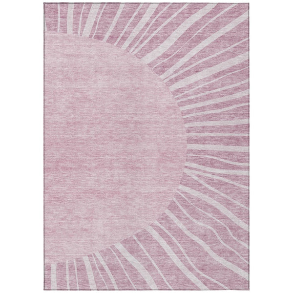 HomeRoots 5' Stylish Blush Pink and Mauve Abstract Indoor/Outdoor Area Rug - Durable, Washable, and Versatile 8' X 10' 580817