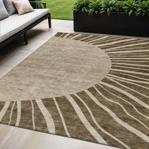 Homeroots 3' Abstract Washable Area Rug In Green And Mint - Perfect For Indoor And Outdoor Spaces! 5' X 8' Polyester 580821
