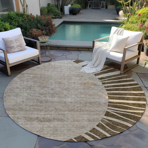 Homeroots 3' Abstract Washable Area Rug In Green And Mint - Perfect For Indoor And Outdoor Spaces! 8' Round Polyester 580822