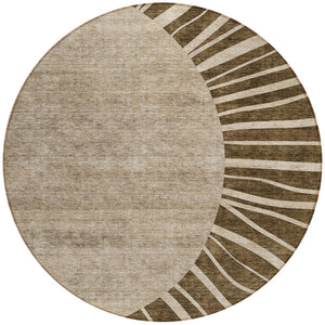 Homeroots 3' Abstract Washable Area Rug In Green And Mint - Perfect For Indoor And Outdoor Spaces! 8' Round Polyester 580822
