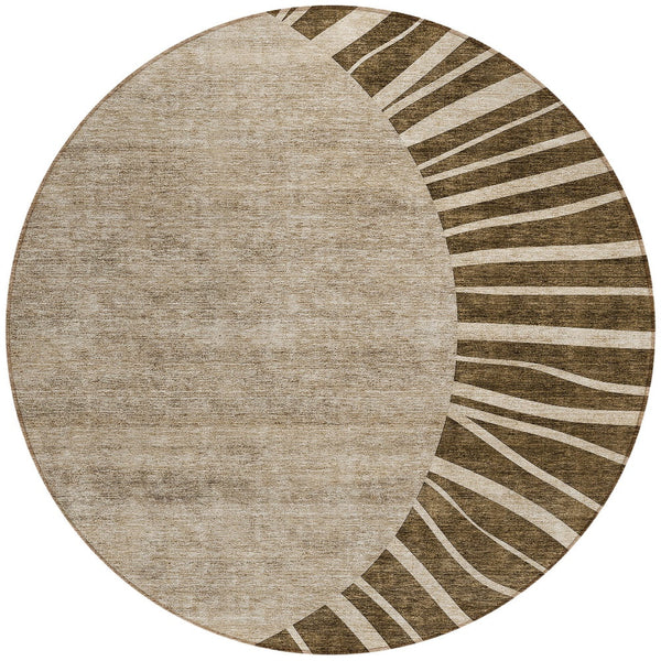 Homeroots 3' Abstract Washable Area Rug In Green And Mint - Perfect For Indoor And Outdoor Spaces! 8' Round Polyester 580822