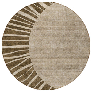 Homeroots 3' Abstract Washable Area Rug In Green And Mint - Perfect For Indoor And Outdoor Spaces! 8' Round Polyester 580822