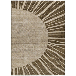 HomeRoots 5' Modern Abstract Brown Taupe Beige Washable Area Rug for Indoor and Outdoor High-Traffic Spaces 10' X 14' 580825