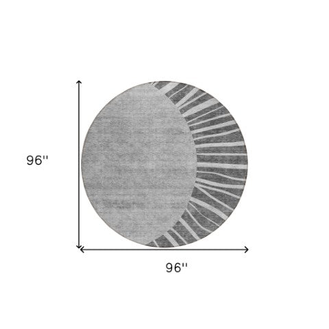 Homeroots 3' Abstract Washable Area Rug In Green And Mint - Perfect For Indoor And Outdoor Spaces! 8' Round Polyester 580828