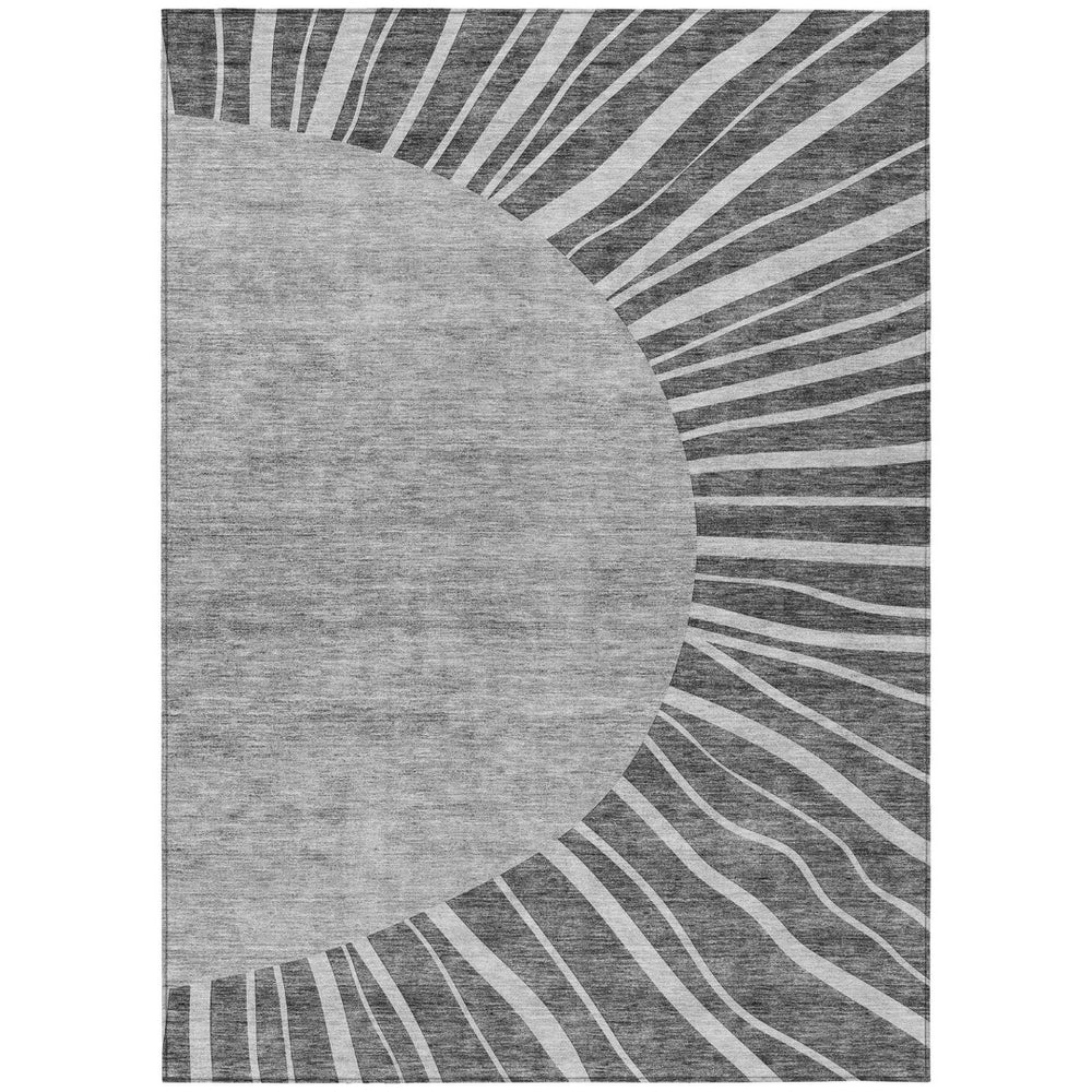 HomeRoots 9' Charcoal Gray and Silver Abstract Area Rug - Stylish, Washable, Indoor/Outdoor Durability for Any Space 9' X 12' 580830
