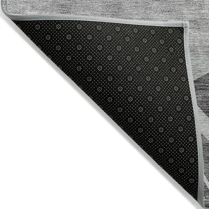 HomeRoots 9' Charcoal Gray and Silver Abstract Area Rug - Stylish, Washable, Indoor/Outdoor Durability for Any Space 9' X 12' 580830