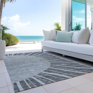 Homeroots 3' Abstract Washable Area Rug In Green And Mint - Perfect For Indoor And Outdoor Spaces! 9' X 12' Polyester 580830