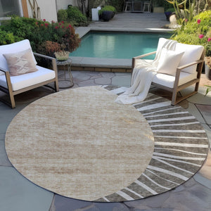 Homeroots 3' Abstract Washable Area Rug In Green And Mint - Perfect For Indoor And Outdoor Spaces! 8' Round Polyester 580834