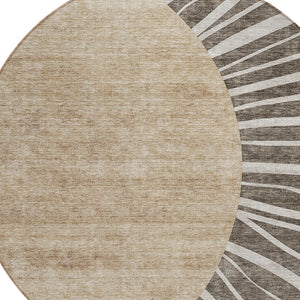 Homeroots 3' Abstract Washable Area Rug In Green And Mint - Perfect For Indoor And Outdoor Spaces! 8' Round Polyester 580834