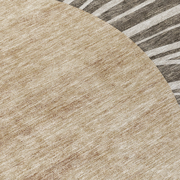 Homeroots 3' Abstract Washable Area Rug In Green And Mint - Perfect For Indoor And Outdoor Spaces! 8' Round Polyester 580834