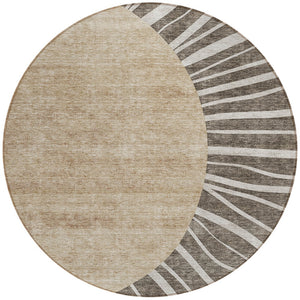 Homeroots 3' Abstract Washable Area Rug In Green And Mint - Perfect For Indoor And Outdoor Spaces! 8' Round Polyester 580834