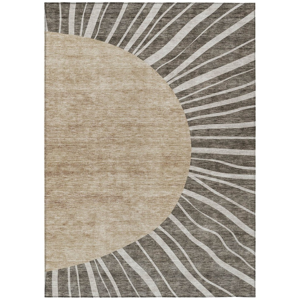 HomeRoots 9' Abstract Area Rug in Chocolate Beige and Taupe – Stylish, Washable, Durable for Indoor/Outdoor Use 9' X 12' 580836