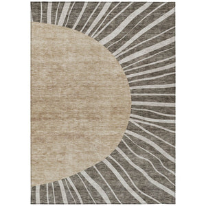 HomeRoots 5' Stylish Chocolate Beige and Taupe Abstract Area Rug – Durable, Washable for Indoor & Outdoor Use 10' X 14' 580837