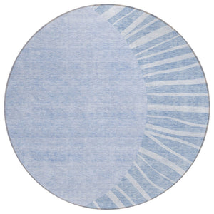 HomeRoots 5' Denim Blue and Sky Blue Abstract Area Rug - Durable, Washable, Perfect for Indoor and Outdoor Spaces 8' Round 580840