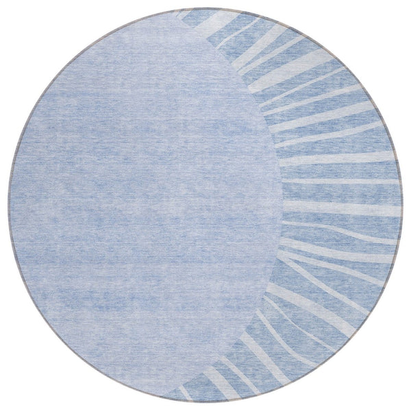 HomeRoots 5' Denim Blue and Sky Blue Abstract Area Rug - Durable, Washable, Perfect for Indoor and Outdoor Spaces 8' Round 580840
