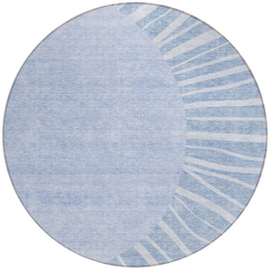 Homeroots 3' Abstract Washable Area Rug In Green And Mint - Perfect For Indoor And Outdoor Spaces! 8' Round Polyester 580840