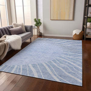 Homeroots 3' Abstract Washable Area Rug In Green And Mint - Perfect For Indoor And Outdoor Spaces! 8' X 10' Polyester 580841