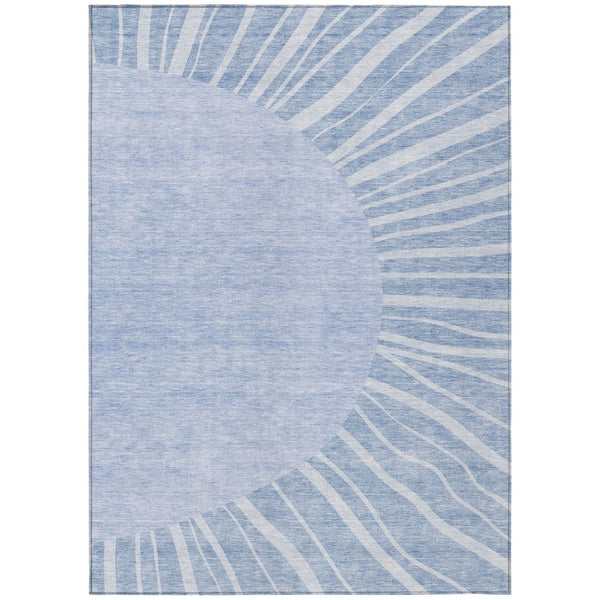 HomeRoots 9' Denim Blue & Sky Blue Abstract Washable Area Rug - Versatile Indoor/Outdoor Style for Any Space 9' X 12' 580842