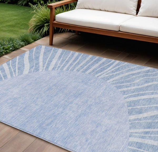 HomeRoots 5' Denim Blue and Sky Blue Abstract Area Rug - Durable, Washable, Perfect for Indoor and Outdoor Spaces 10' X 14' 580843
