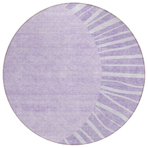 HomeRoots 5' Modern Lavender and Purple Abstract Washable Area Rug - Stylish, Durable, Easy-Clean Design 8' Round 580846
