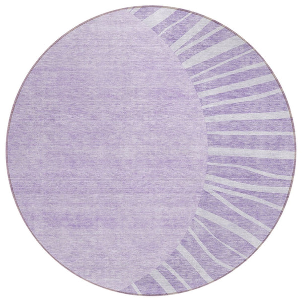 HomeRoots 5' Modern Lavender and Purple Abstract Washable Area Rug - Stylish, Durable, Easy-Clean Design 8' Round 580846
